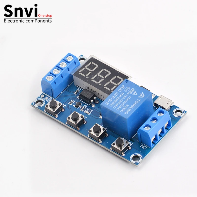 Snvi DC 6-30V Support Micro USB 5V LED Display Automation Cycle Delay Timer Control Off Switch Delay Time Relay 6V 9V 12V 24V