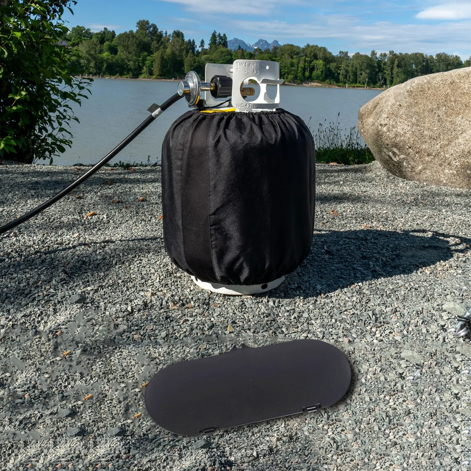 

Easy Installation 20Lb Tank Cover Propane Refills Stylish Black Propane Cover Weather Resistant Material Convenient Tank Access