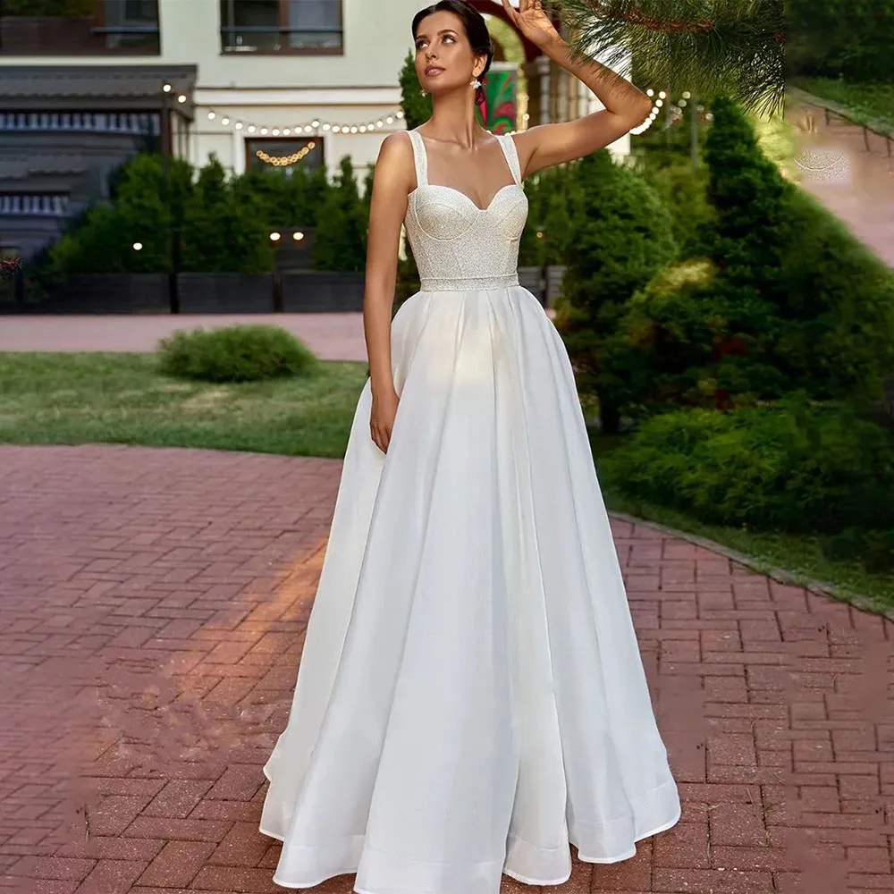 Vestido De novia elegante De dos tirantes para mujer, traje bohemio De tul, línea A, hecho A medida, 2024