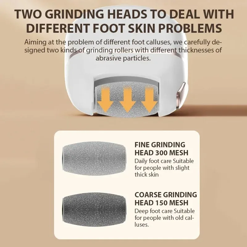 -Smerigliatrice elettrica ricaricabile per piedi, rimozione della pelle morta, smerigliatrice per piedi calli, lima per piedi elettrica, pelle morta secca, crepa, cura dei piedi