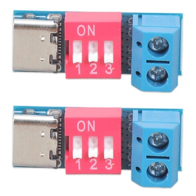 2Pcs Type-C PD QC Trigger 5V~20V Dial Code Adjustment DC Voltage Power Module Dial Adjustment Voltage Fast Charging Decoy Module