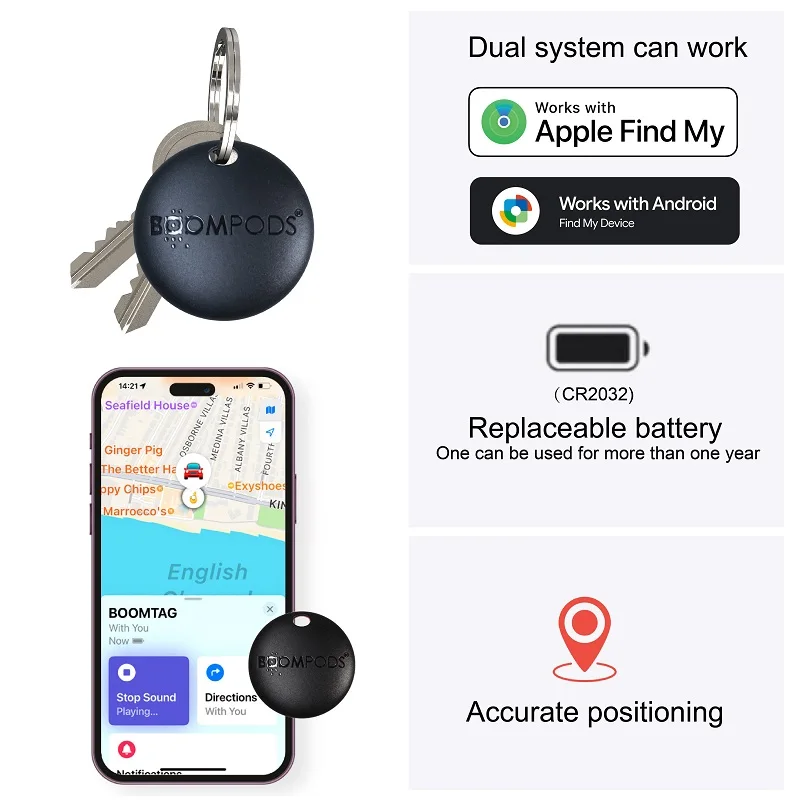 Android Smart GPS Tracker Bluetooth Locator Anti-Lost Device Keys Pet Kids Airtag Finder Certified By Apple & Google Dual-System