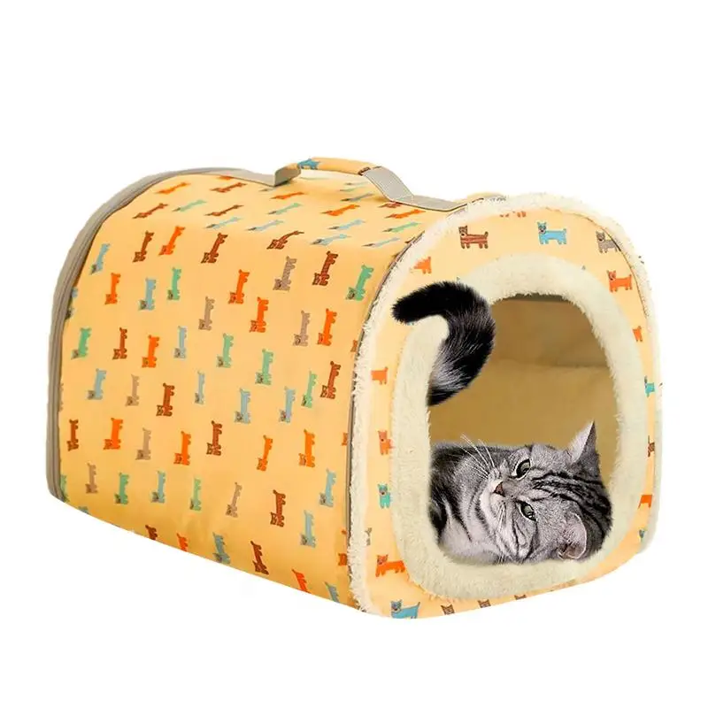 Pet Tent Bed Removable Cat Hut Accessories Clamshell For Kitten And Puppy Small Kennel Washable Semi-Enclosed Outdoor Cattery