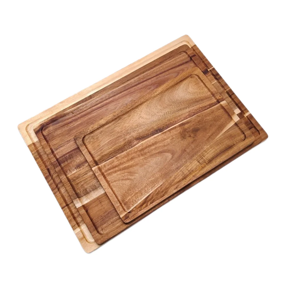 Serving Tray Made of Acacia Wood with Smooth Polished Finish and Contemporary Simple Style for Cheese Meats and Snacks