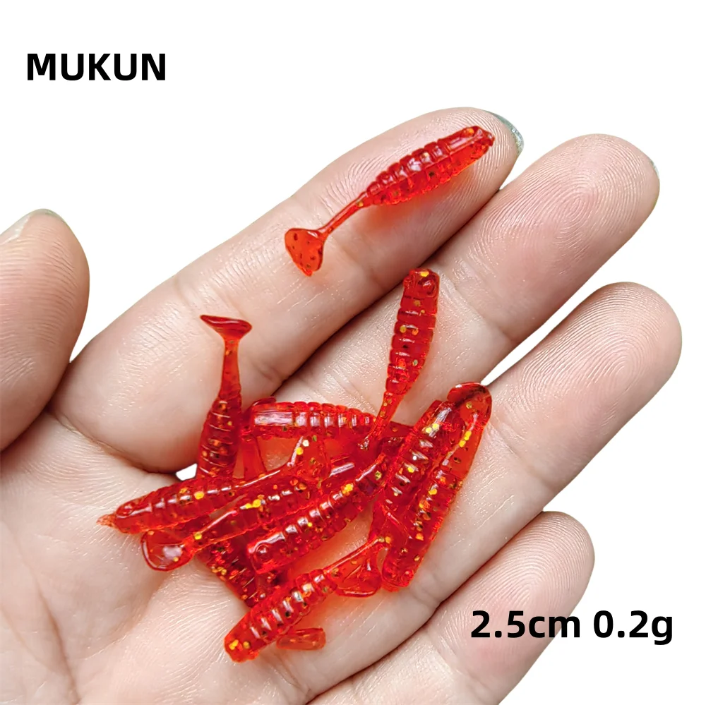 MUKUN 60 sztuk wiosło wędkarskie ogon miękka przynęta dwim jig mini mała mała ryba przynęta wędkarska 2.5cm/0.2g multicolor