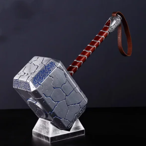 

Cosplay 1/1 45cm Thor hammer mjolnir LED Light metal with base stand weapons Costume Fancy Dress party Anime stage show props