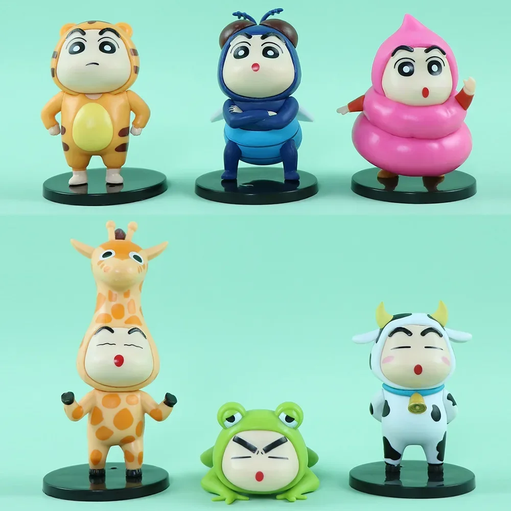 Bandai 6 pièces/ensemble nouveau Crayon Anime shin-chan COS animaux Kawaii Q Version Figure PVC modèle jouets poupée recueillir voiture ornements cadeaux