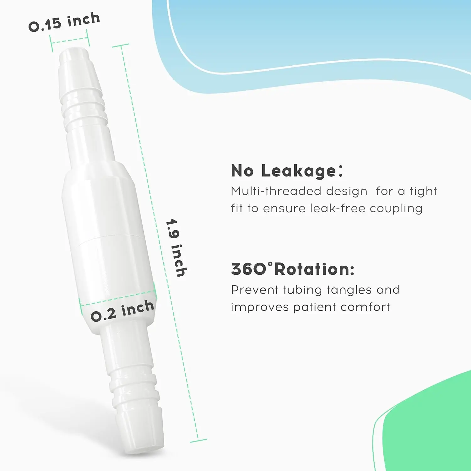 Oxygen Hose Swivel Connector – 10-Pack Leak-Proof 360-Degree Rotating Oxygen Hose Connectors, Oxygen Connectors to Avoid Entanglement
