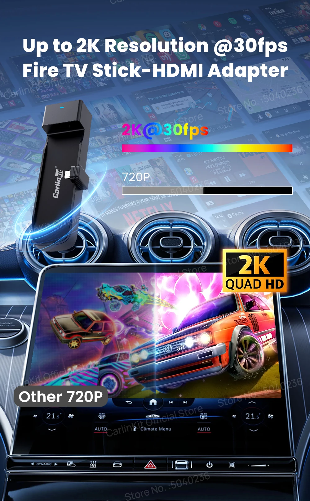 CarlinKit FireDrive Link Pro 3-in-1-Wireless-Adapter Wireless Android Auto CarPlay HDMI für Fire TV Stick Lite/Max/HD Play Video – Detail 9
