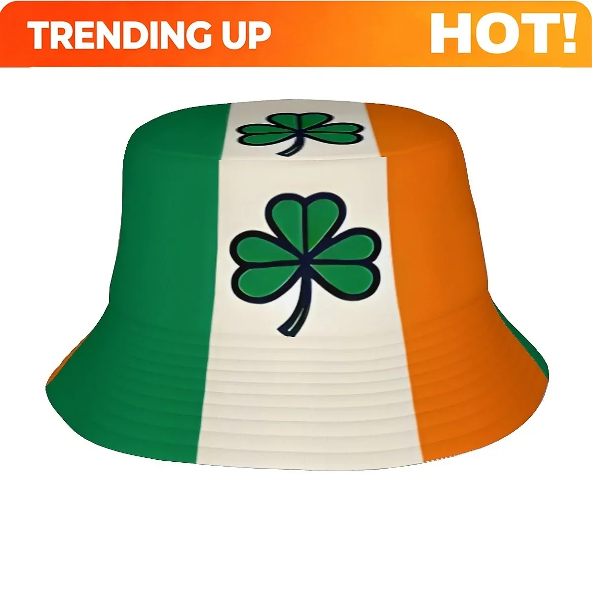 Customization 1pc St. Patrick's Day Irish Flag & Clover Print Unisex Fisherman/Bucket Hat - Ireland Design Outdoor For Men &, Hi