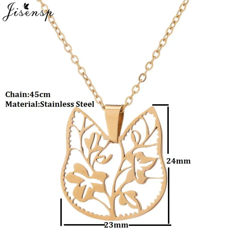 Stainless Steel Origami Cat Necklaces Lovely Animal Kitten Jewelry Cat on the Moon Pendant Necklace Women Bijoux Collane 2026