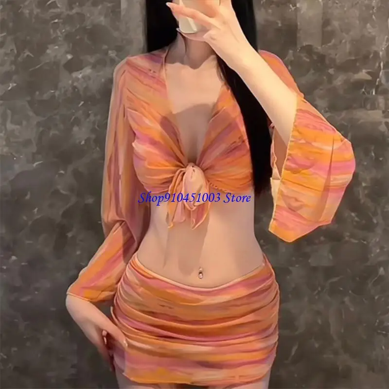 77hc colorido 4 peças tankini para mulheres lisonjeiros roupas banho com saia cobertura