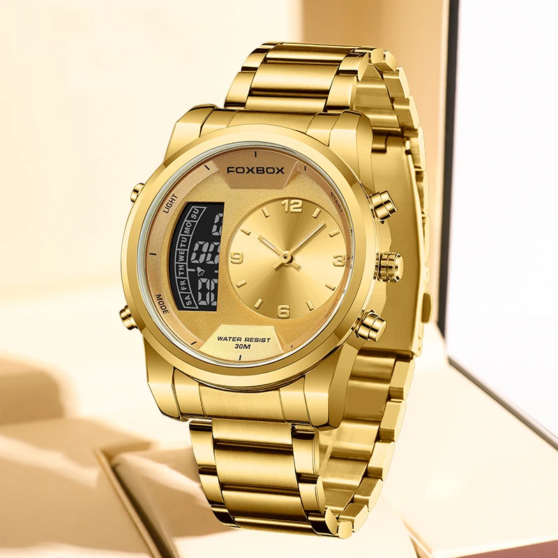 ساعات LIGE الفاخرة الإلكترونية للرجال كاجوال رياضية من الفولاذ المقاوم للصدأ مقاومة للماء كوارتز عسكرية كرونوغراف تناظرية على مدار الساعة للرجال #2