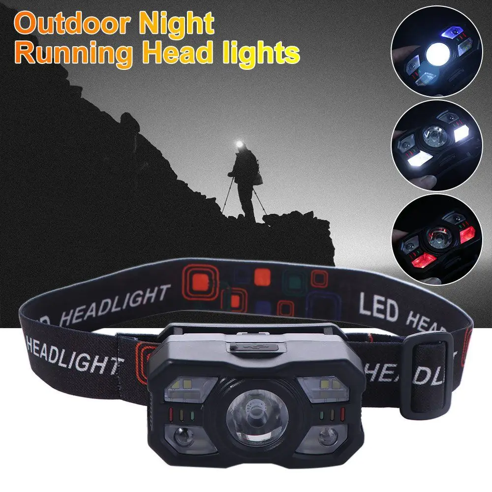 Ultra Bright LED Induction Headlamp with Gesture Control Adjustable Mode IR Motion Sensor Head Lamp 5 Gears Waterproof