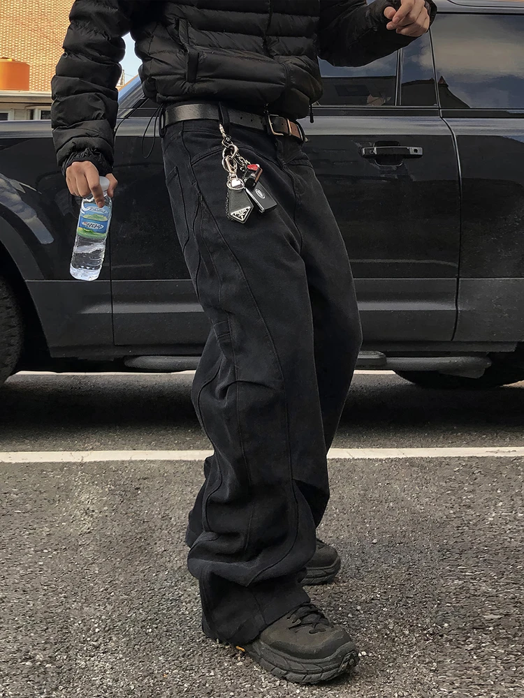 

Retro American Bla Jeans Men's Spring Autumn Waed Straight Leg Casual Trousers Trendy Loose Knife Pants