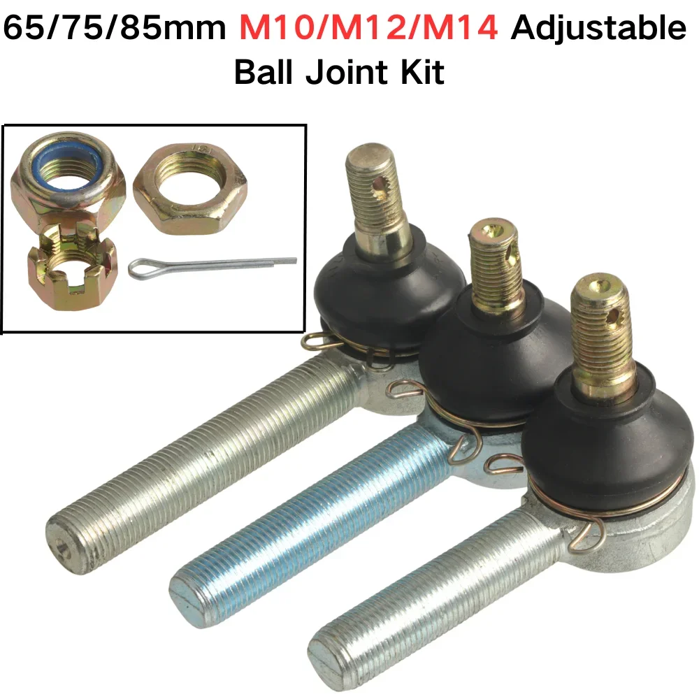 1Pc 65/75/85mm M10/M12/M14 Adjustable Ball Joint Set For 125cc150cc 200cc 250cc China ATV Go Kart UTV Buggy Quad Bike Components