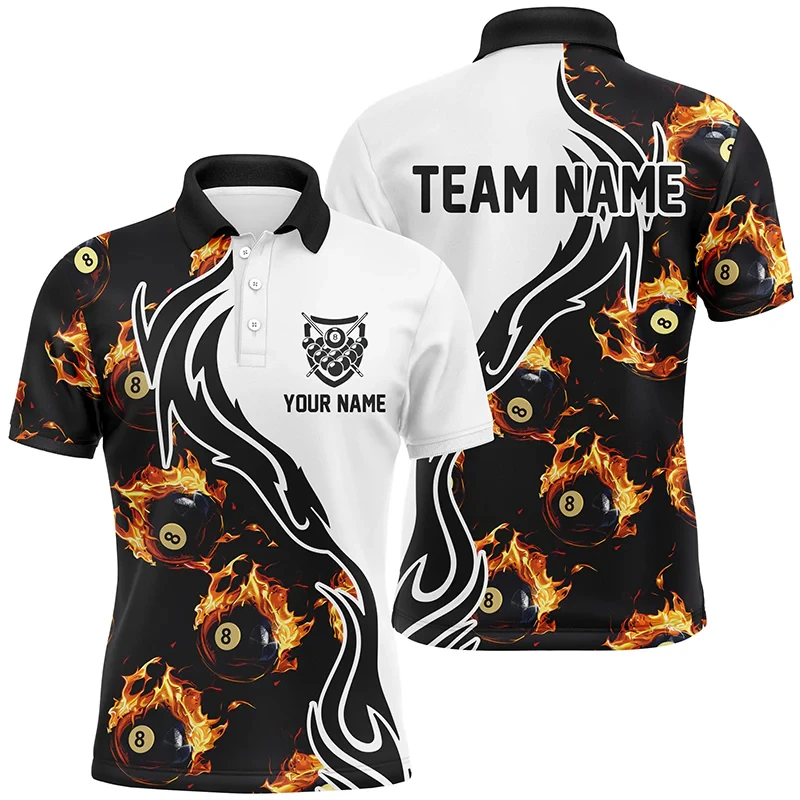 Fashion Billiards Graphic Polo Shirts For Men Trend  Summer 3D Printed Custom Name Polo Shirt Casual Oversized Breathable Tees