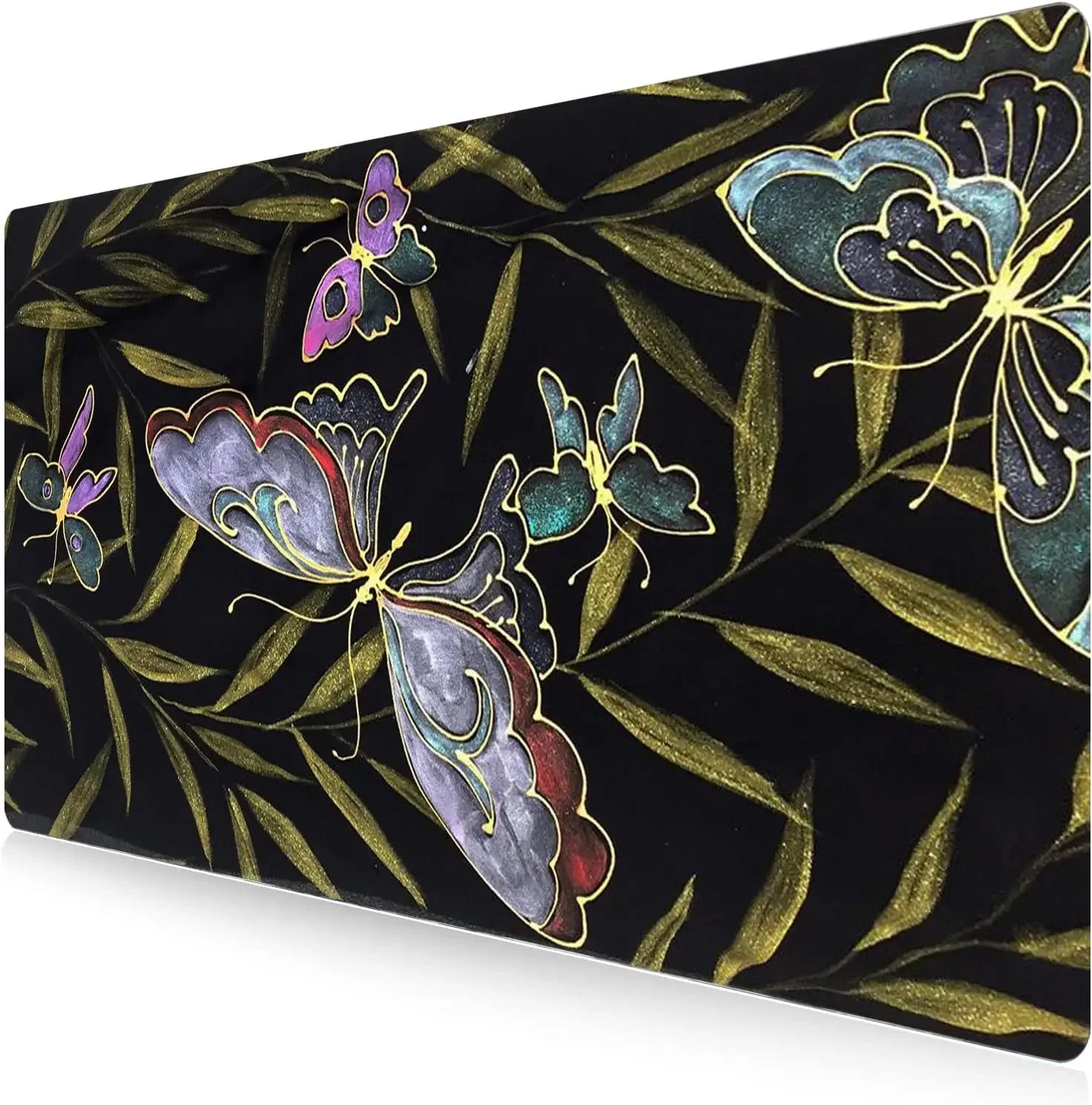 

Extended Gaming Mouse Pad Large Desk Mat 35.4x15.7in Mouse Pad Non-Slip Rubber Base Keyboard Pad Waterproof -Butterfly Leaves