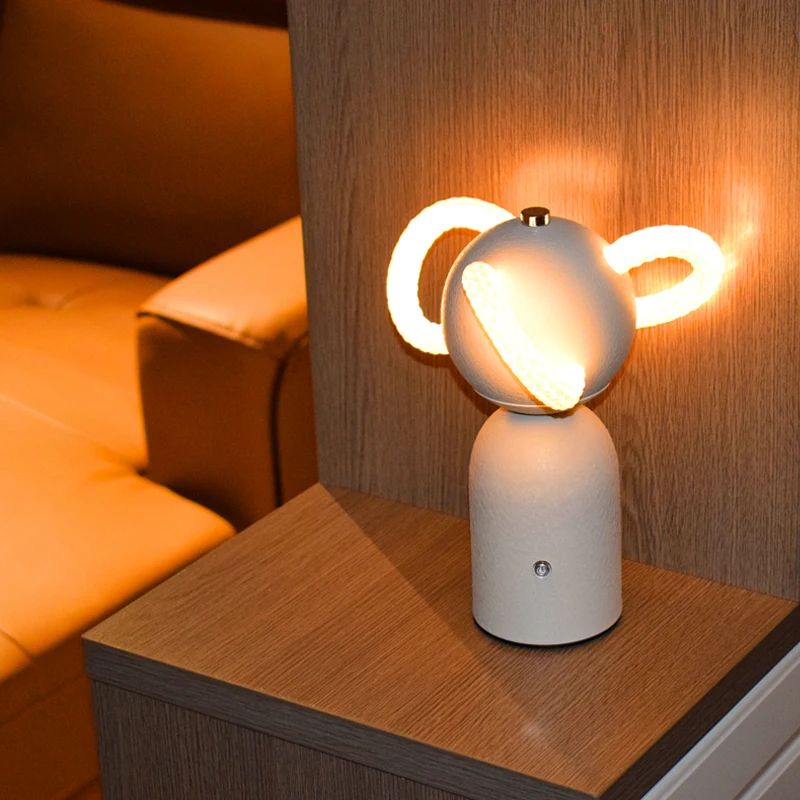 Nezha Style Table Lamp Featuring Handmade Woven Design, Touch Dimmer, 3-Color Changing LED Night Light, Home Decor Ornament