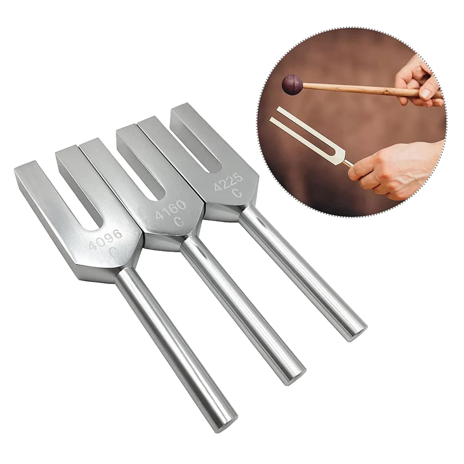Imagem -06 - Tuning Forks Conjunto com Martelos de Madeira e Bolsa de Pano 4096hz 4160hz 4225hz Estilo 1
