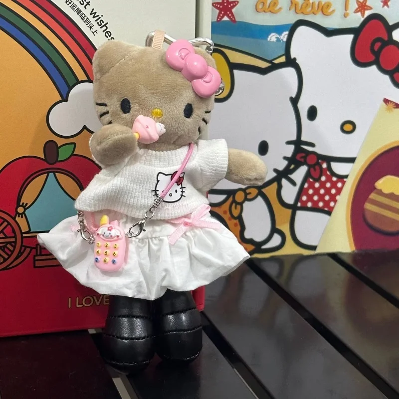 Novo original hellokitty boneca terno saco ornamento brinquedo de pelúcia para meninas pernas longas kawaii verão chaveiro bonito presente