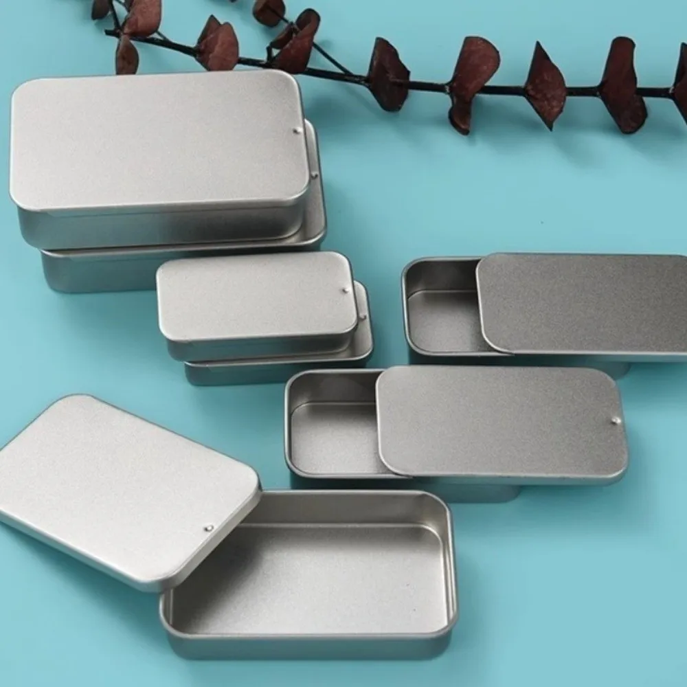 Multi Size Sliding Lid Tin Box Small Size Slide Top Push-Pull Tin Box Tinplate Material Metal Rectangular Mini Iron Box