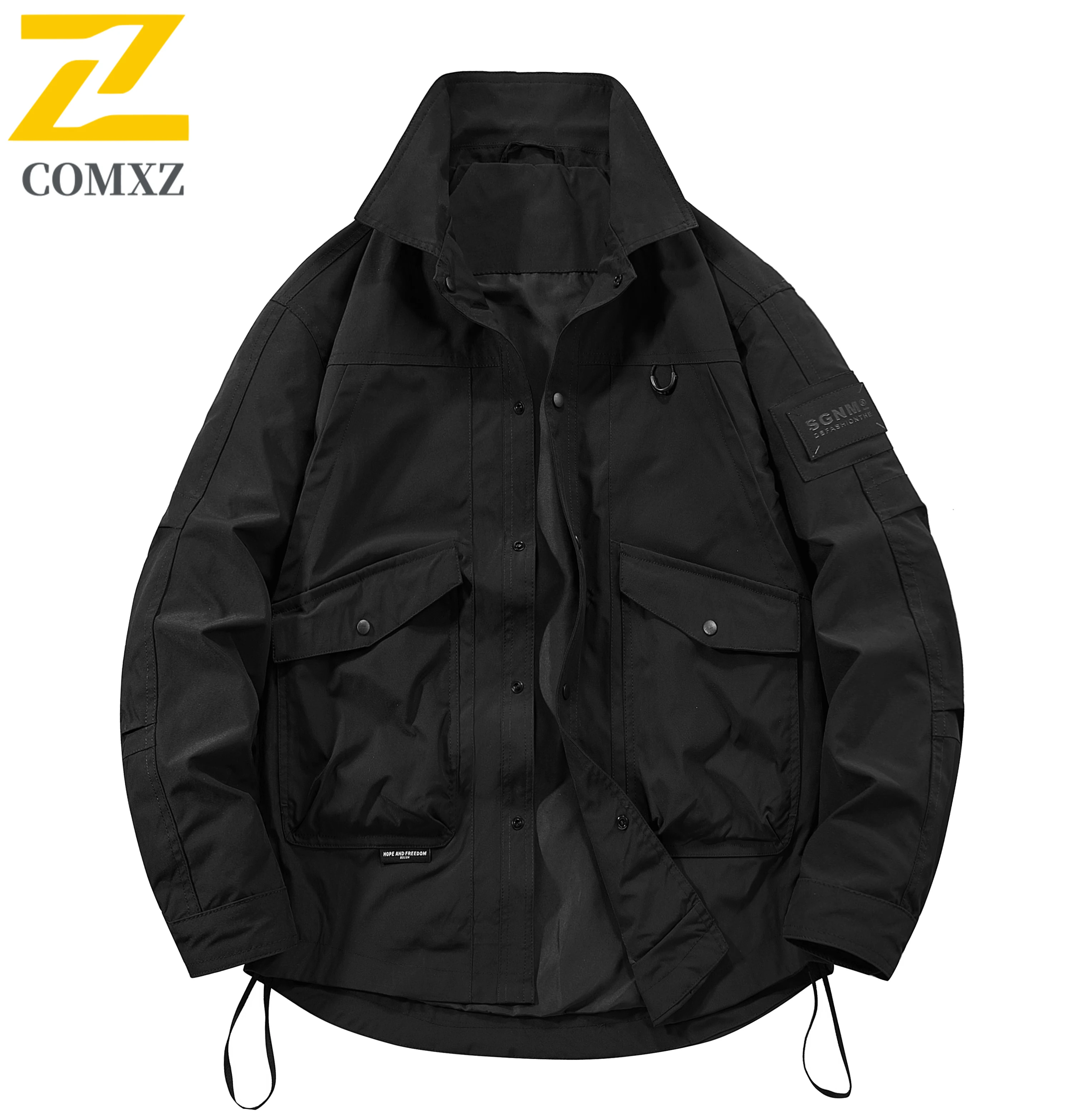 COMXZ الرجال معطف الخريف 2025 جديد كلاسيكي فضفاض العصرية عمال الوقوف طوق وسيم ملابس رجالي ربيع الخريف قميص قصير غير رسمي #2