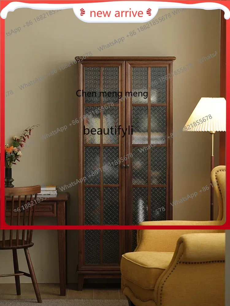 

SS new style ss7486 American solid wood bookcase North American black walnut side cabinet Bookshelf storage wine cabinetss 7486