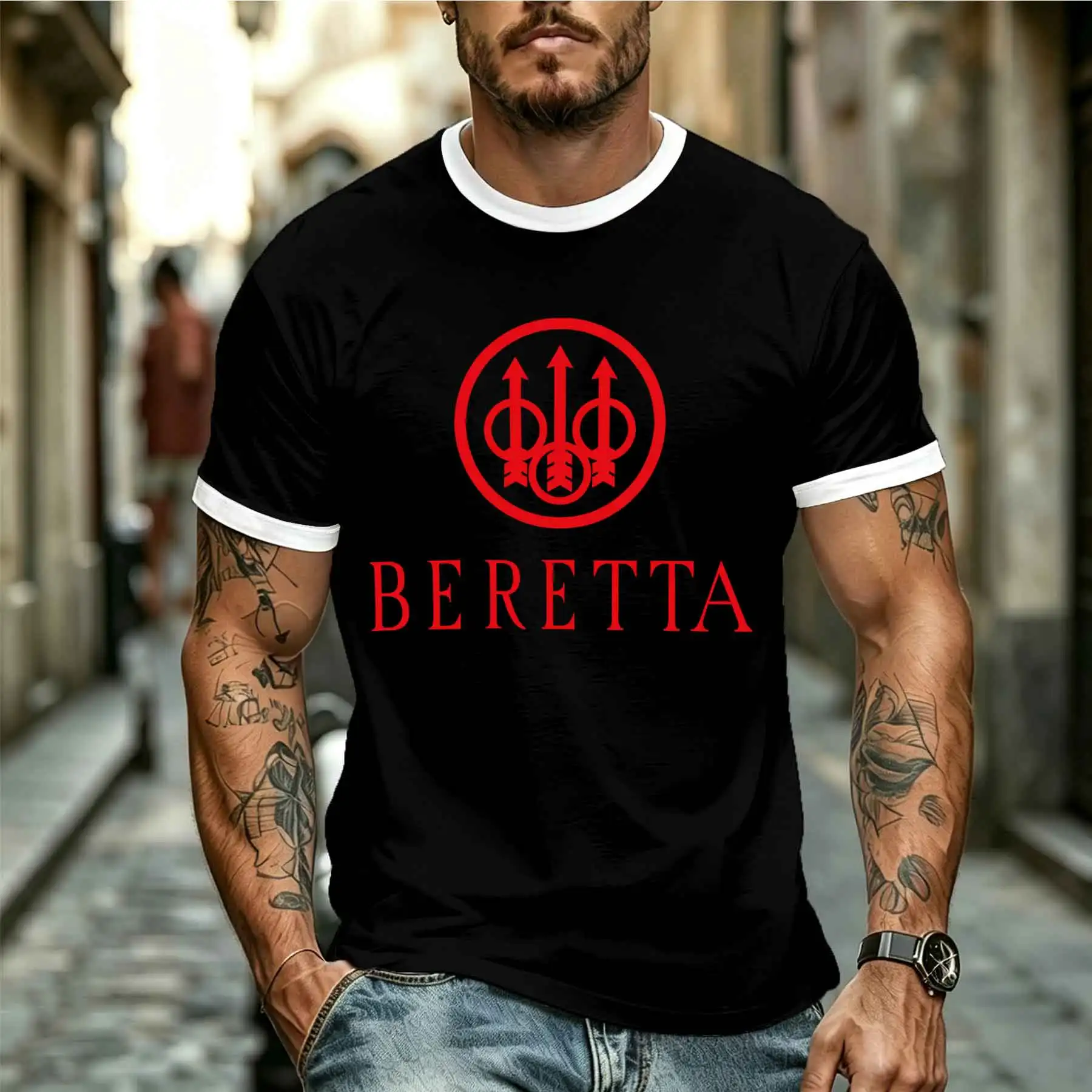 2026 new model Tee Stylish Comfortable Men'sClassic Trident Logo Casual Short Sleeve T-Shirt Outdoor Military Style Breathable T