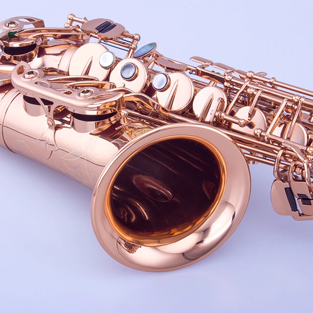 

Chinese Famous Rose Gold Color Brass Body Alto Saxophone Woodwind Instrument For Professional And Use