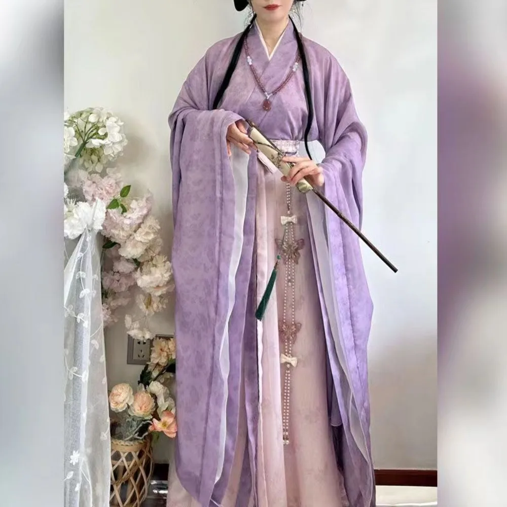 4 pezzi costumi di Halloween per le donne Hanfu Set camicia Kimono gonna a pieghe abbigliamento antico graduale abbigliamento da palcoscenico per danza popolare cinese