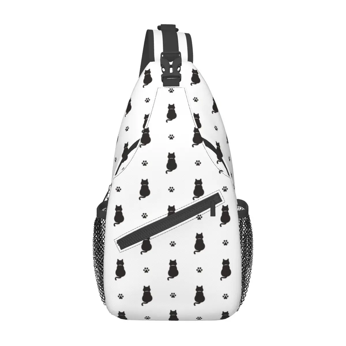 Mochila cruzada con estampado de pata de gato, bolso de pecho bonito, mochila de hombro de anime, mochila de día para viajes, senderismo, Camping