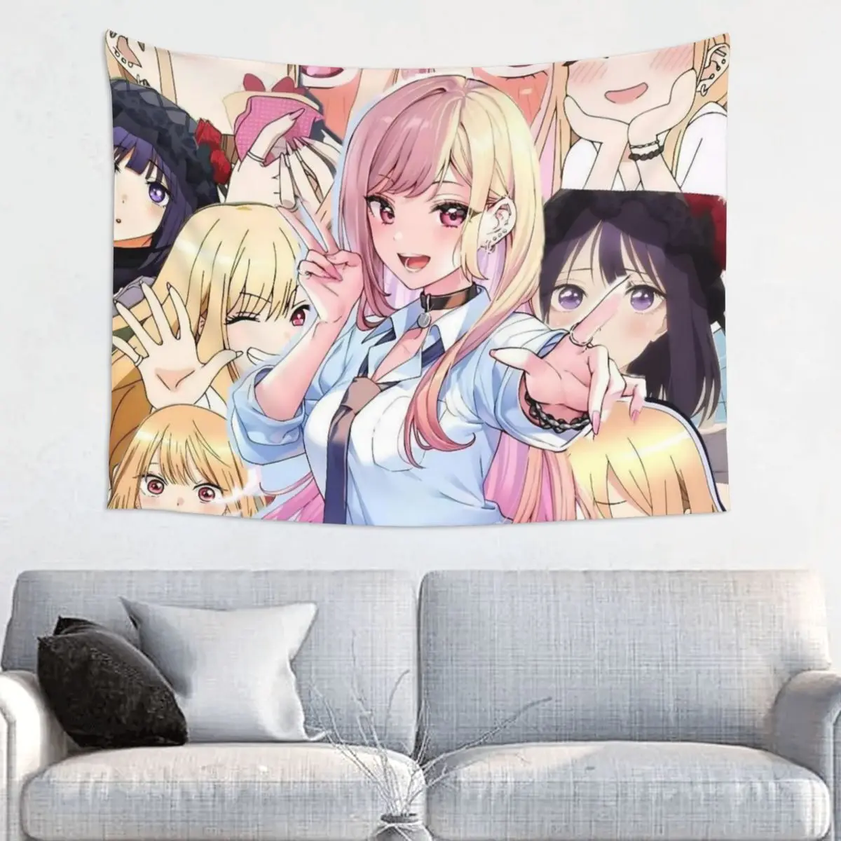 Marin Kitagawa Anime Tapestry Hippie Polyester Wall Hanging My Dress-Up Darling Home Decor Curtain Psychedelic Wall Tapestry