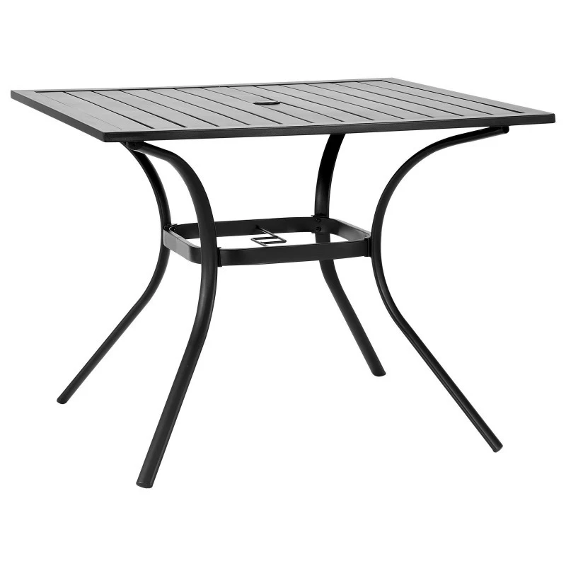 Outdoor Terrace Dining Table Square Steel Slat Dining Table Garden Terrace