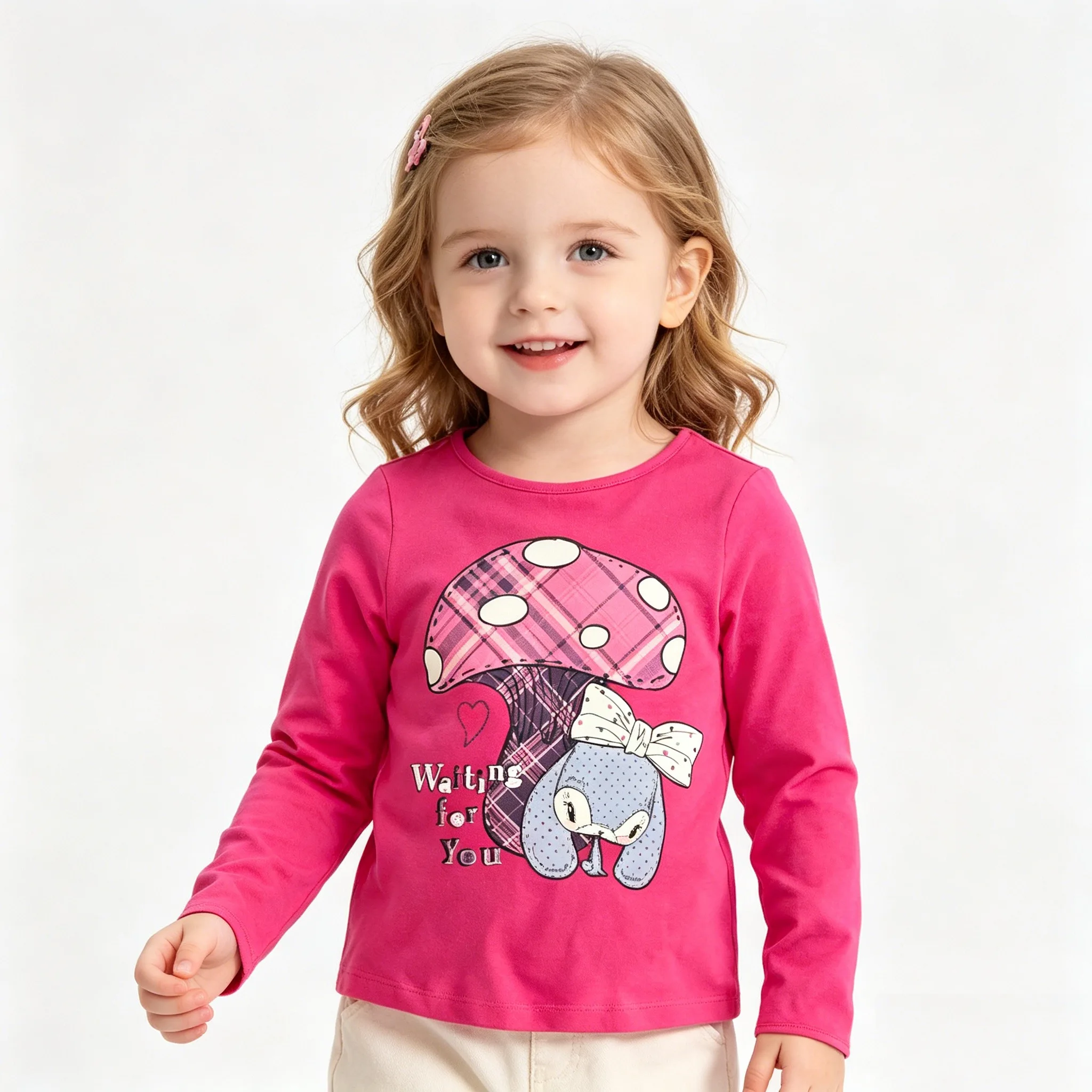 Casual Baby Girls Tee Shirts Long Sleeve Cotton Girl's T-Shirt Fashion Kids Jersey Shirts 1-6Years Outfit Tops