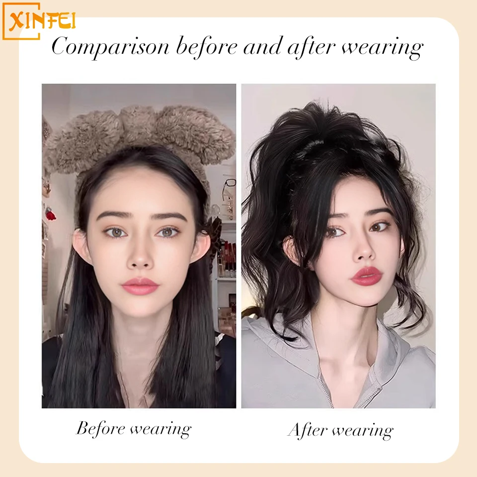 Air Bangs Women\'s Natural Forehead Atmosphere Dragon Beard Synthetic Bangs Clip Top Of The Head Hair Loose Wig Pieces