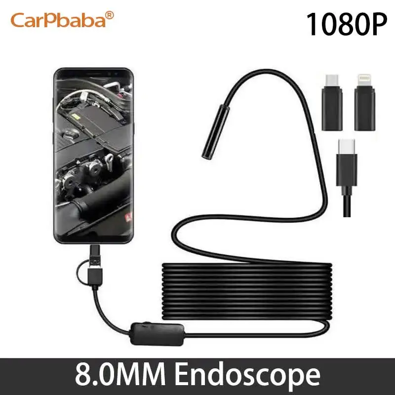 Carpbaba-minicámara endoscópica DN200, cámara de inspección con boroscopio de serpiente, Cable duro Flexible, para IOS, Android, Smartphone, PC