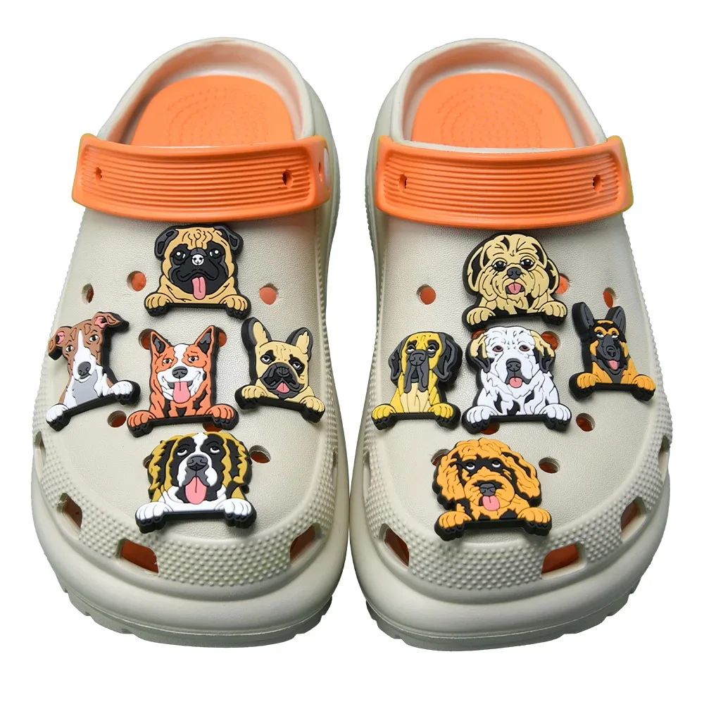 Breloques de chaussures d'animaux de dessin animé, décoration de chaussures, Akita, Alaskan, Malamute, Bichon Frise, Border Collie, Samoyed, Everg, 1/21 pièces