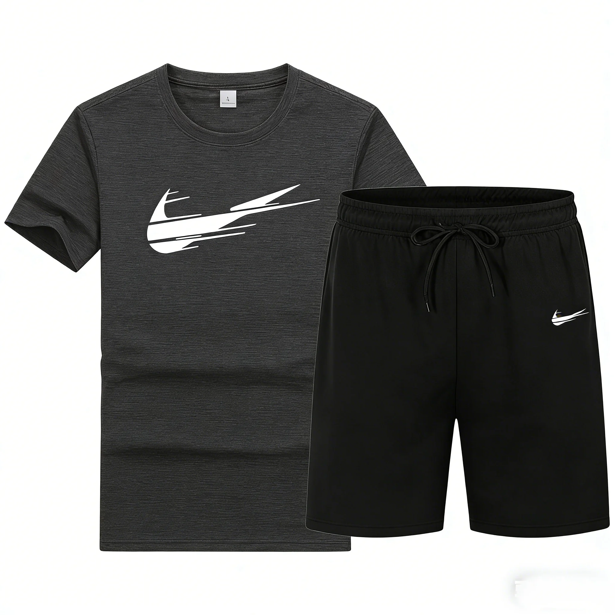New men's two-piece set including mesh T-shirt and shorts for sports, fitness training, running and quick-drying T-shirt set - Image 4