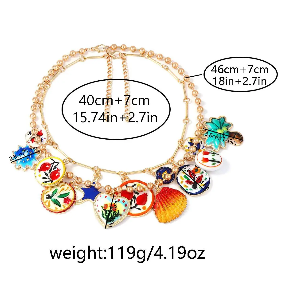 Persönliches Design Geometrische Metall-Halsketten mit Mehrfarbigen Handbemalten Blumenanhängern für Frauen 2026 Trend Schmuck-Accessoires – Detail 1