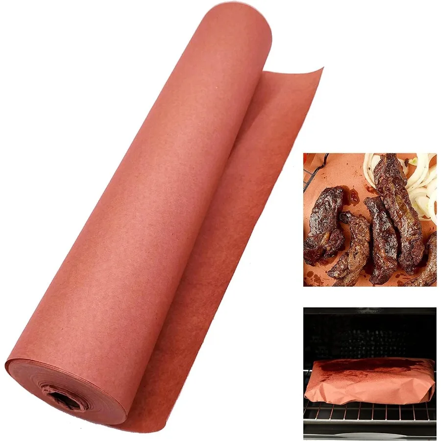 Rollo de papel de carnicero rosa, 12 pulgadas x 60 pies, sin cera, sin lejía, ideal para fumar carne, pechuga, cangrejo, hervir o como T protector