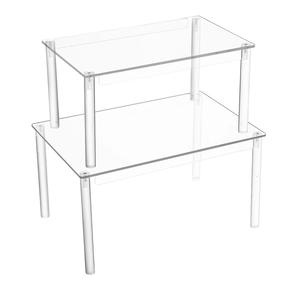 

2 Pcs Storage Shelves Acrylic Kitchen Organizer Clear Spice Rack Stackable Shelf Cabinet