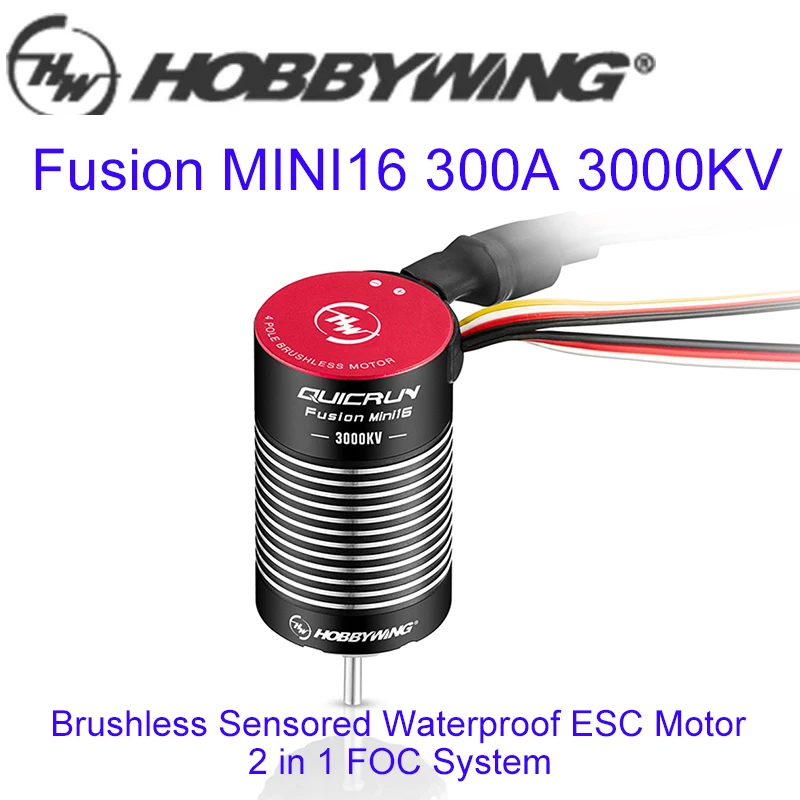 

HOBBYWING QuicRun Fusion Mini16 30A 3000KV Brushless Sensored Waterproof Motor ESC 2-IN-1 Machine for 1/16 1/18 RC Car Crawler