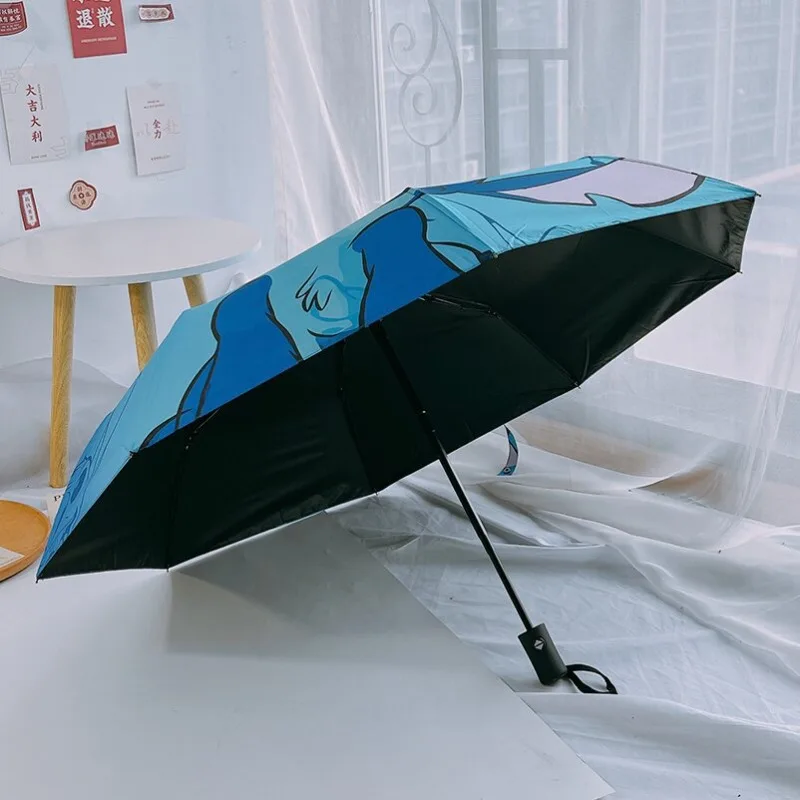Cartoon Stitch Zonnebrandcrème Automatische 3-voudige Paraplu Leuke Anime Draagbare UV-blocking Parasol Huishoudartikelen Kind Geschenken