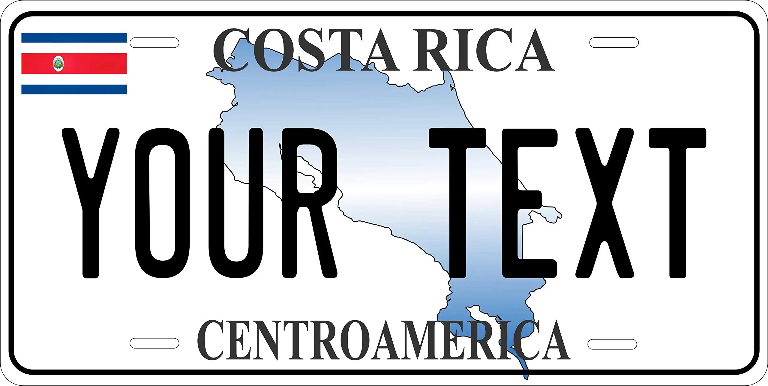 Kavlium Costa Rica Map Personalized Custom Novelty Tag Vehicle Car Auto Motorcycle Moped Bike Bicycle Metal sign.