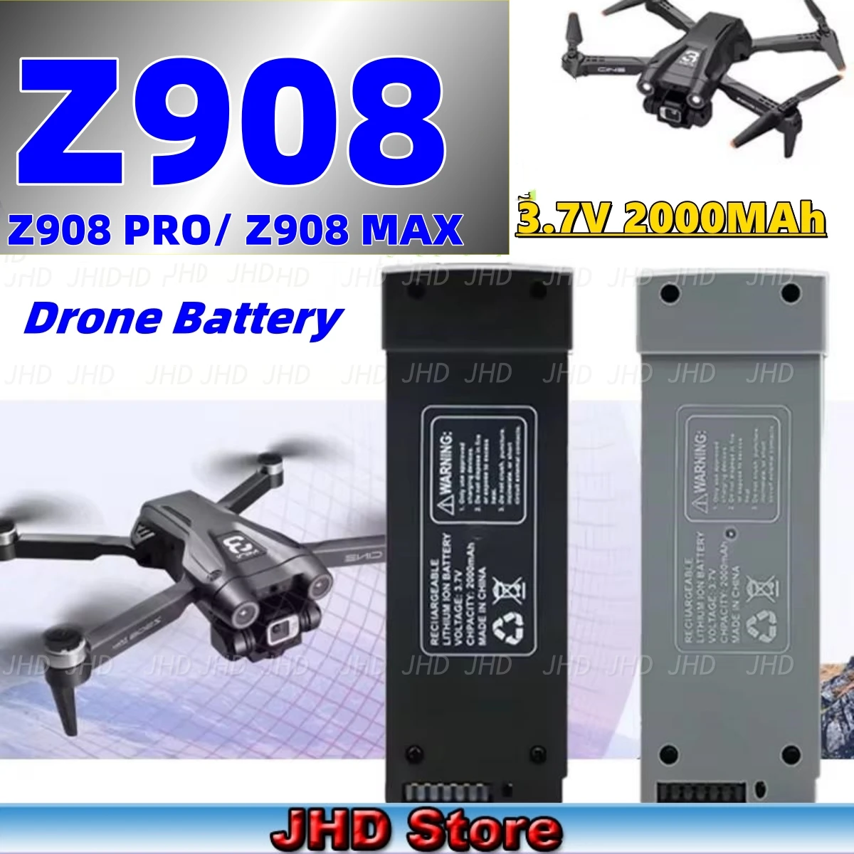 JHD Original 3.7V 2000MAh Battery For Z908 ProMax Drone Z908 Pro Drone Battery Replacement Z908 PRO MAX Battery Accessory Parts