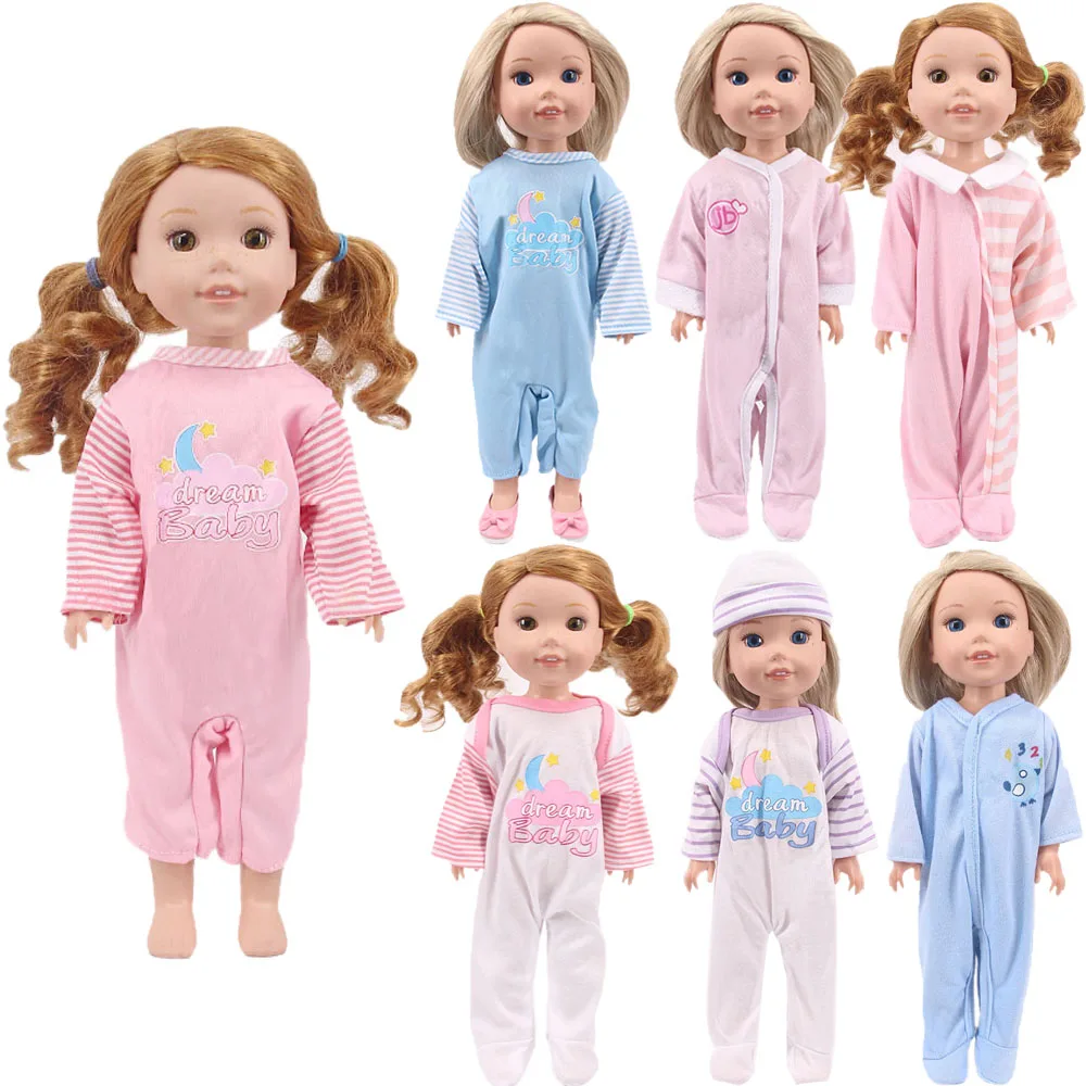 Doll Clothes One-piece Clothes Pajamas For 14.5 inch Wellie Wishers Camille Emerson 38-40Cm Nancy American Doll Generation Toys