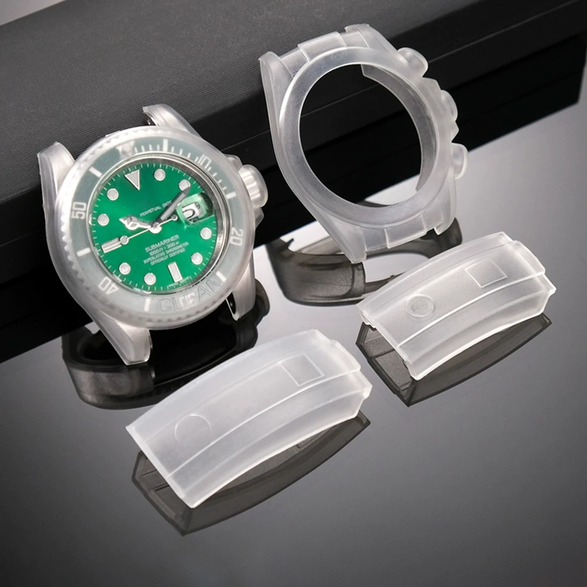 Funda protectora de 40mm para Rolex negro/verde agua fantasma Dattona hebilla de reloj esfera de silicona accesorios de funda protectora