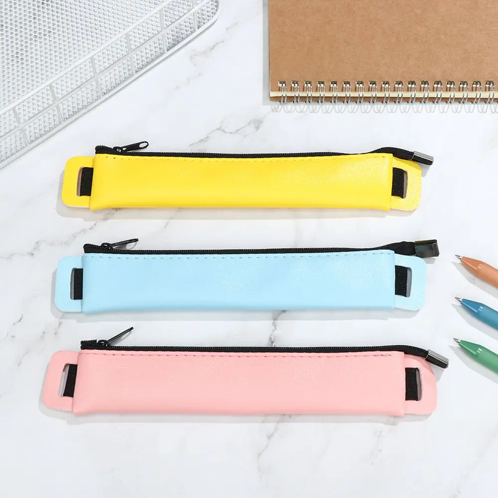 Luxury PU Leather Elastic Buckle Pencil Case Book Notebook Pen Bag Touch Screen Pen Cover Office Meeting Easy Carry Stationery