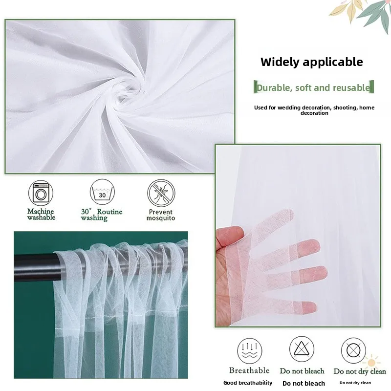 2PCS 160x300cm Chiffon Backdrop Curtain for Wedding Party Decor Slight Glimmer Sheer Baby Shower Photography Backgrounds image 4